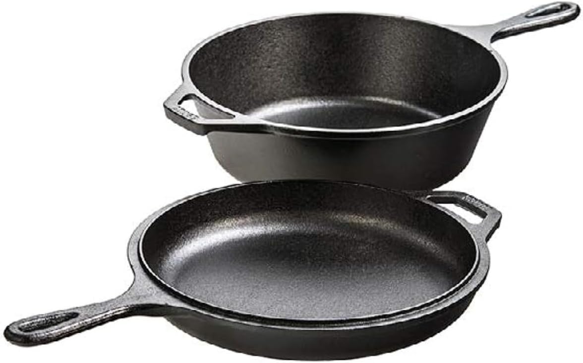 Cast Iron Skillet - 2-in-1 Cast Iron Cookware Set -