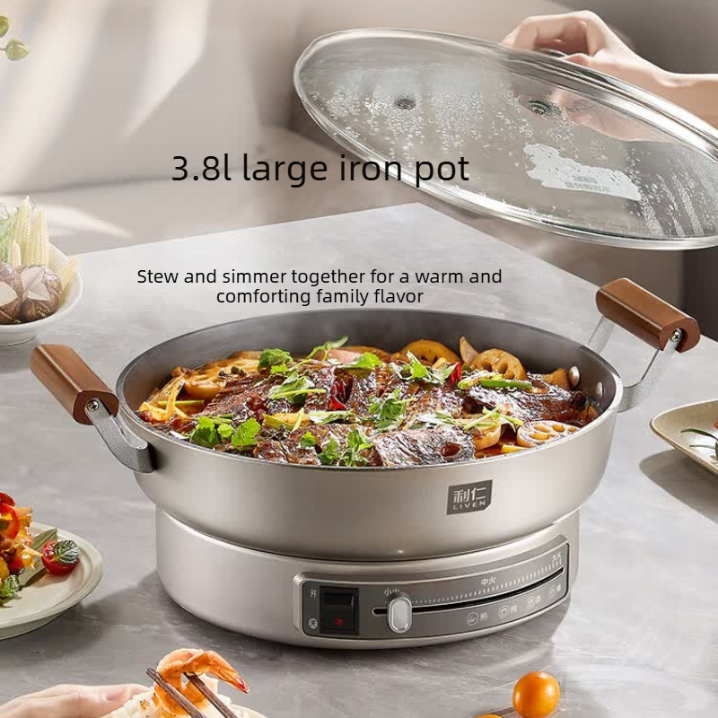 Cast Iron Skillet - 32cm Large Deep Grill Pan, Cast