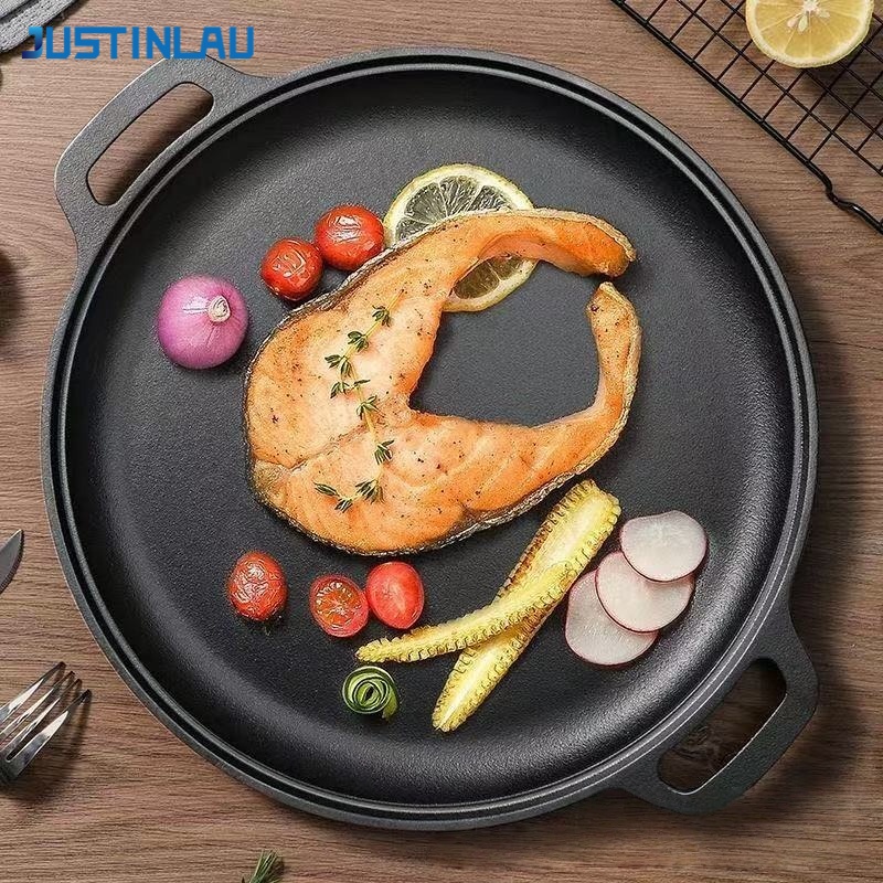 Cast Iron Skillet - JUSTINLAU Double-Ear Frying Pan Cast Iron