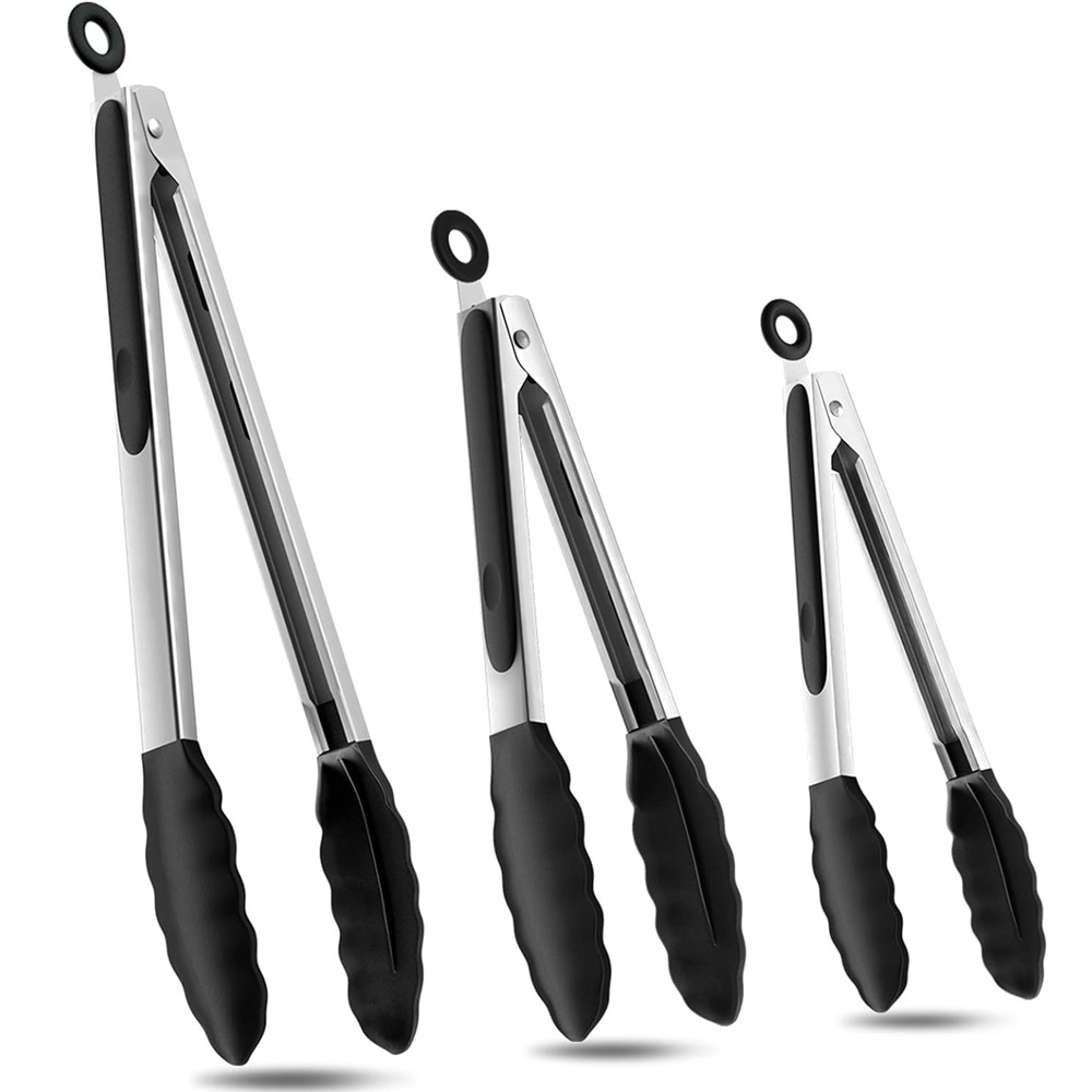 Kitchen Gadgets Gift - Silicone BBQ Grilling Tongs Kitchen Cooking