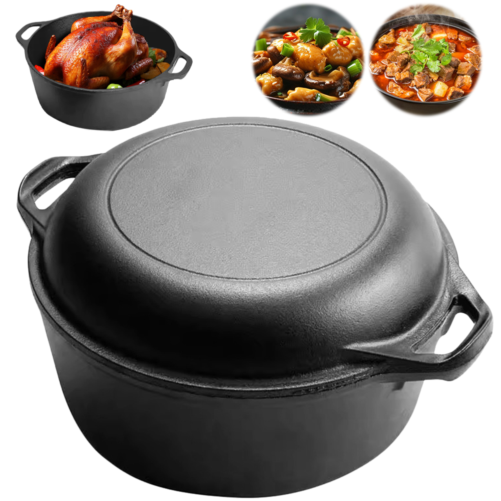 2 in 1 Cast Iron Dutch Oven Po - Cast Iron Skillet 评论和价格