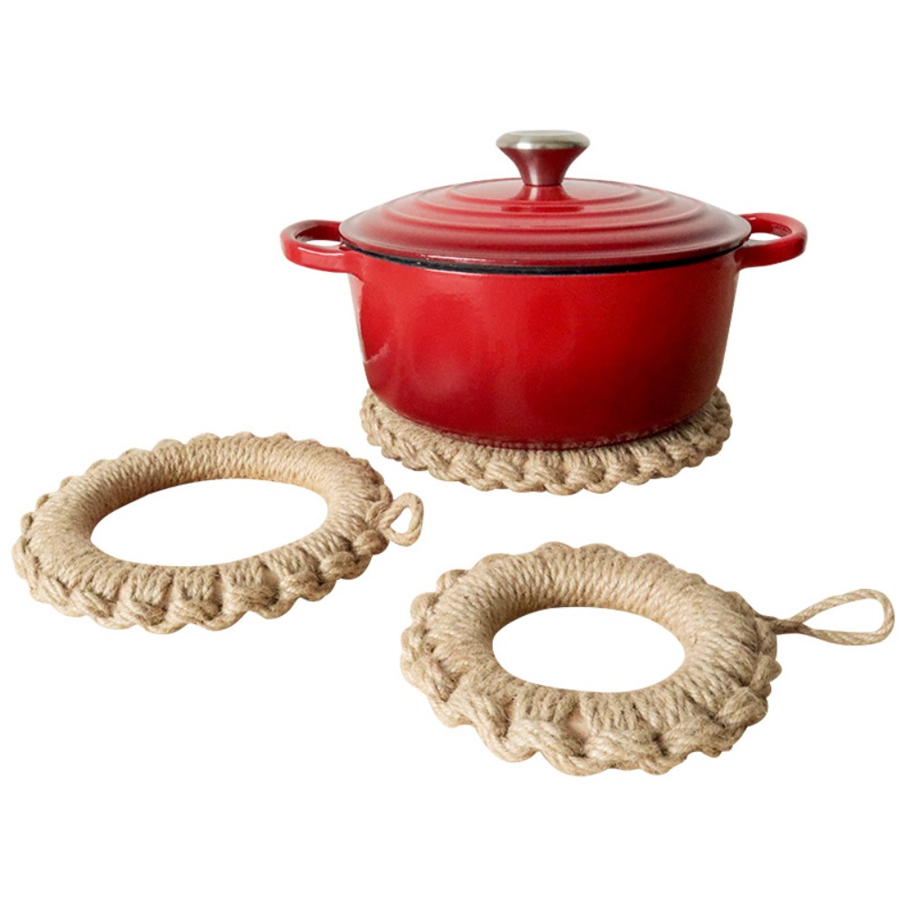 2Pcs Rustic Jute Woven Trivets - Cast Iron Skillet 评论和价格