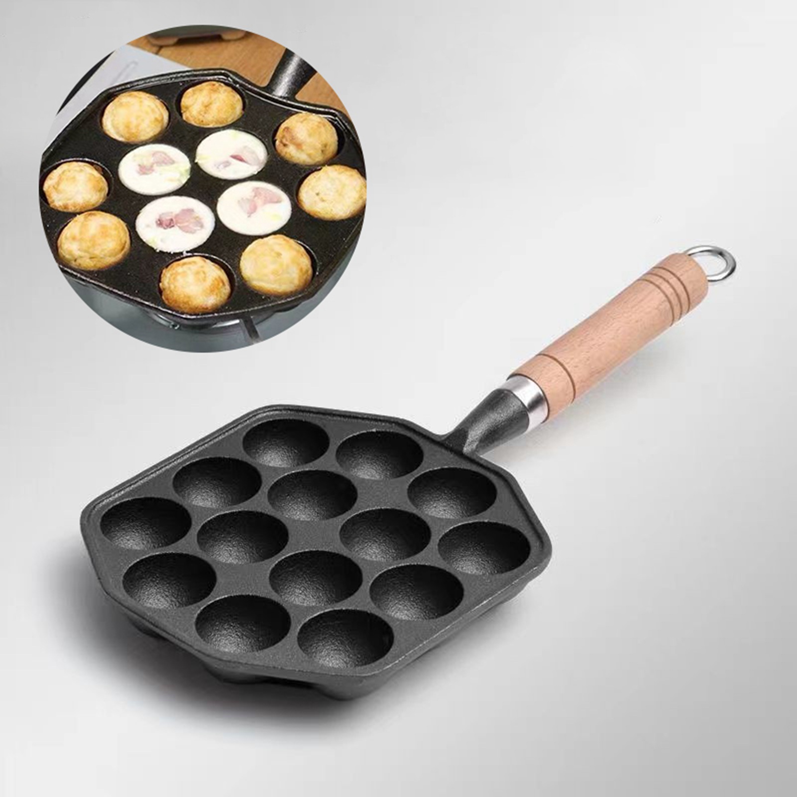 14 Holes Takoyaki Pan Nonstick - Cast Iron Skillet 评论和价格