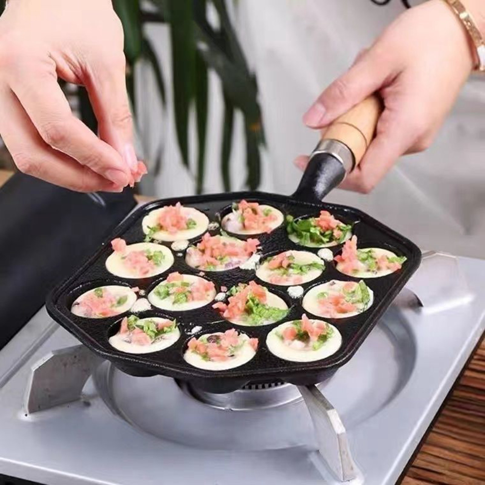 14 Holes Takoyaki Pan Nonstick - Cast Iron Skillet 评论和价格